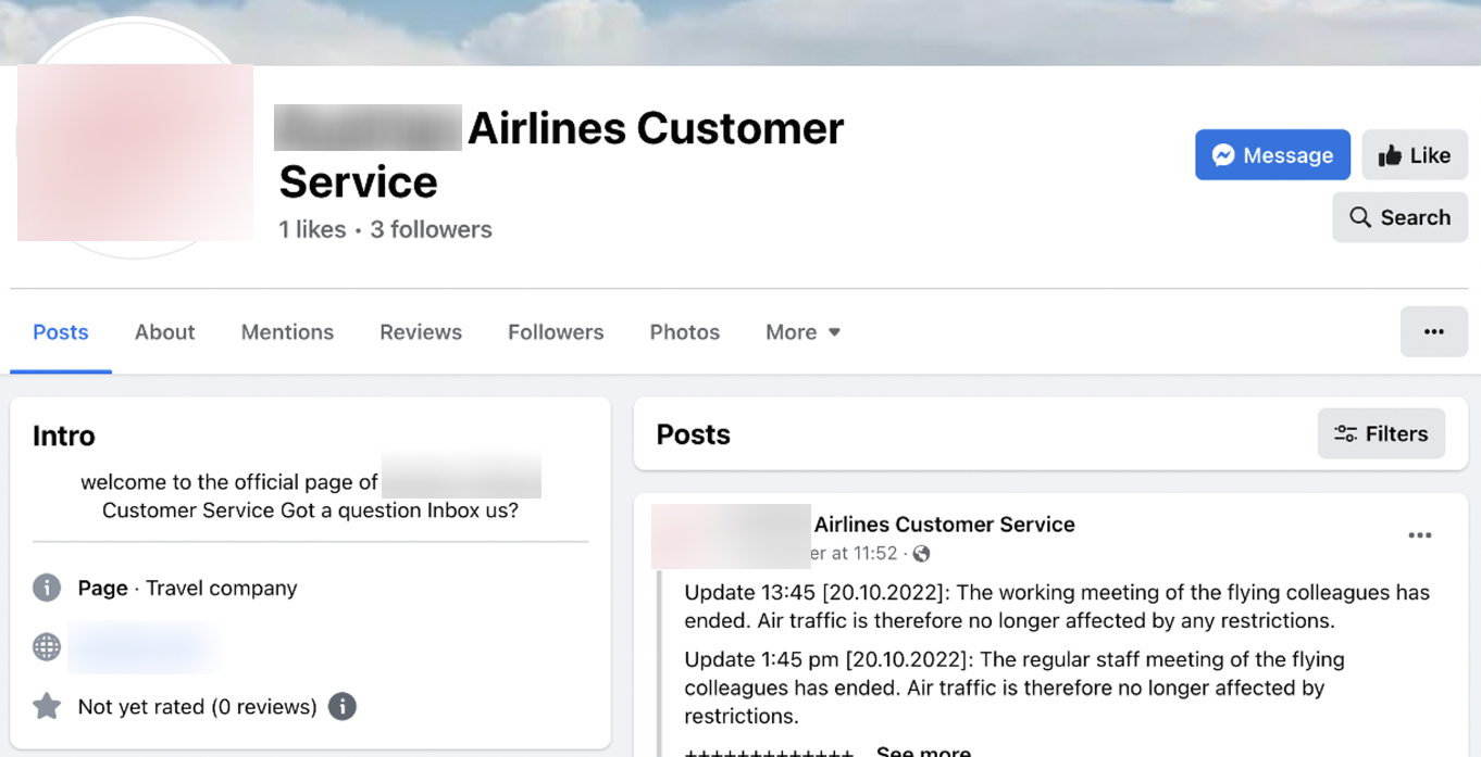 Fake advertisement example