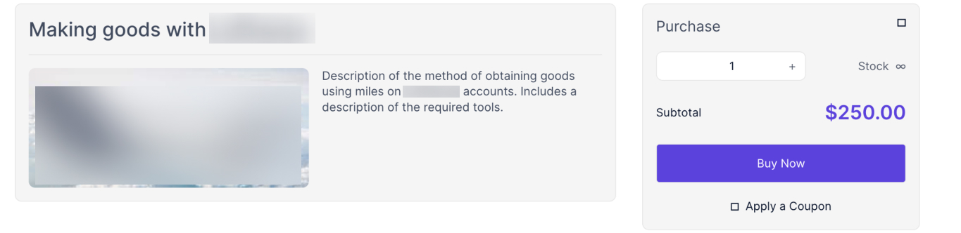 An example of buying goods for points