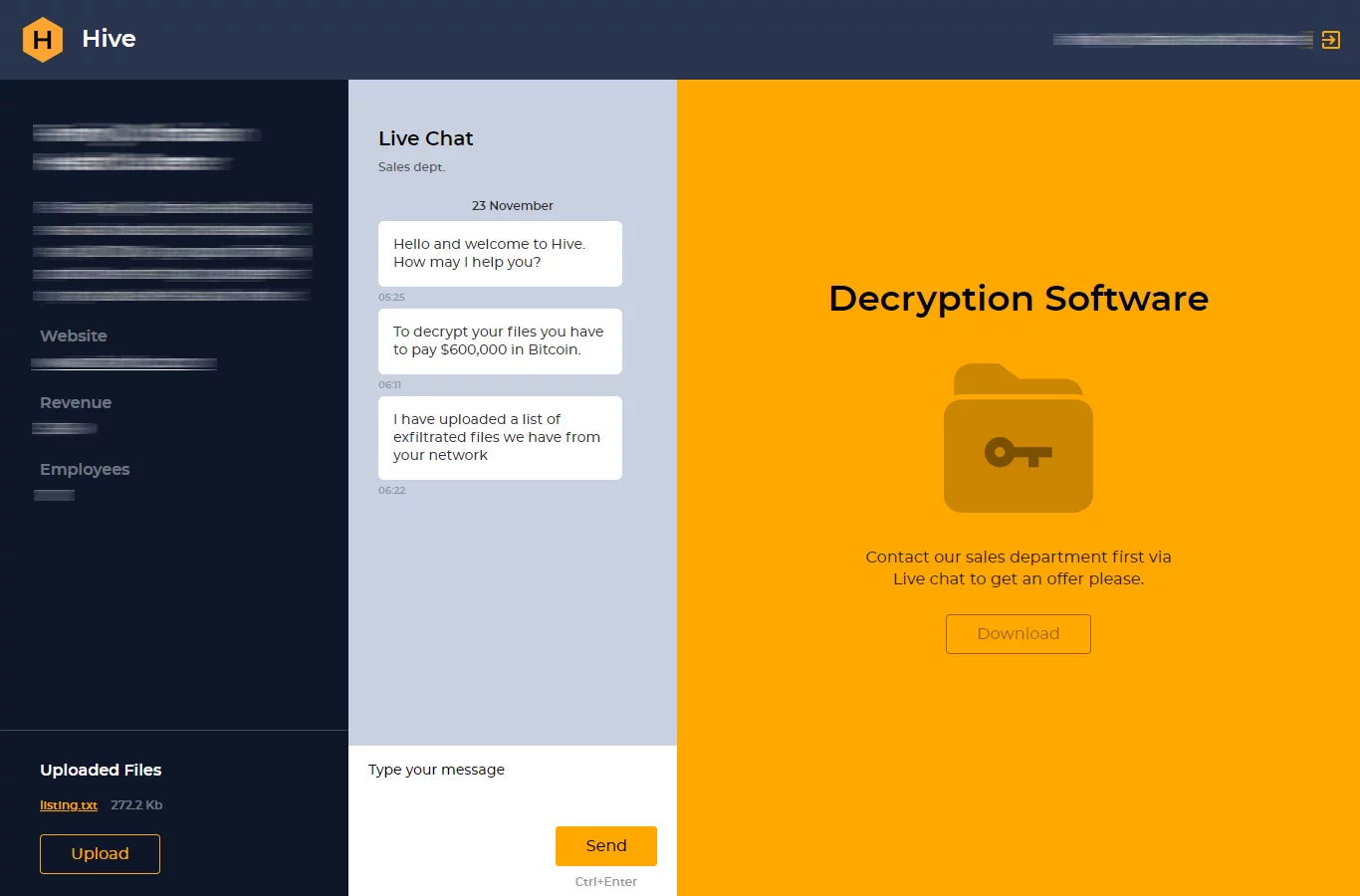 Decryptor in the Hive affiliate program
