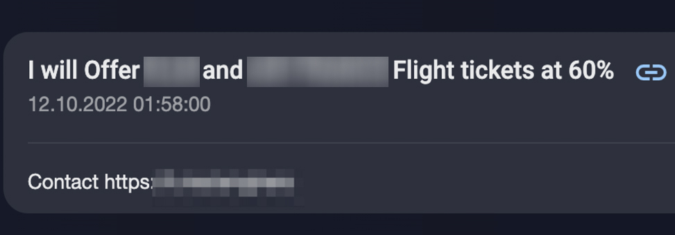 Selling flights at 60% discount