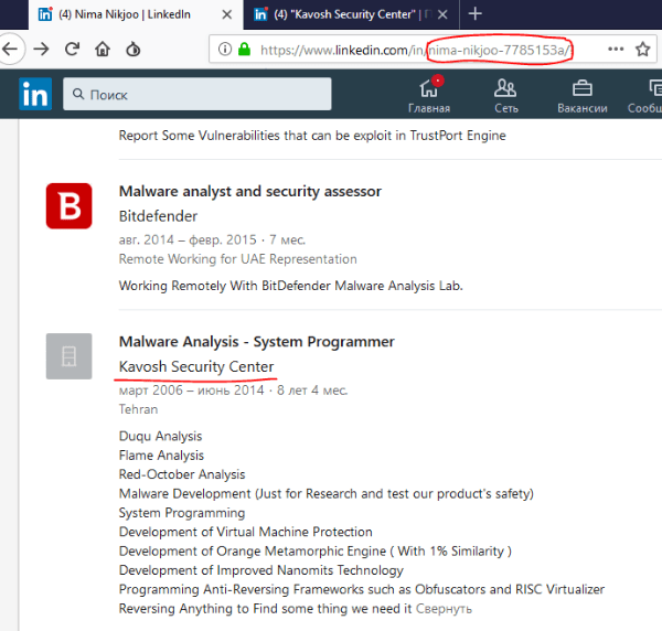 Nima Nikjoo linkedin profile screenshot