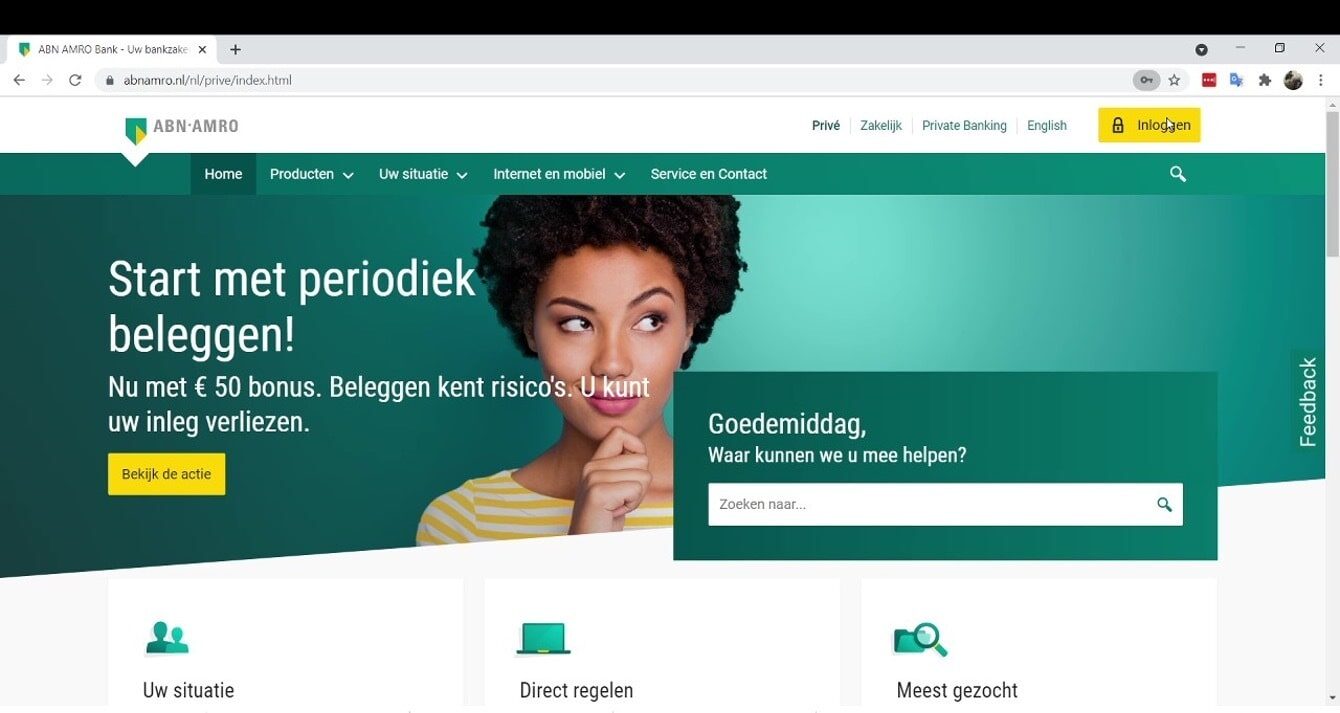 official page and website of the bank that the crooks impersonated