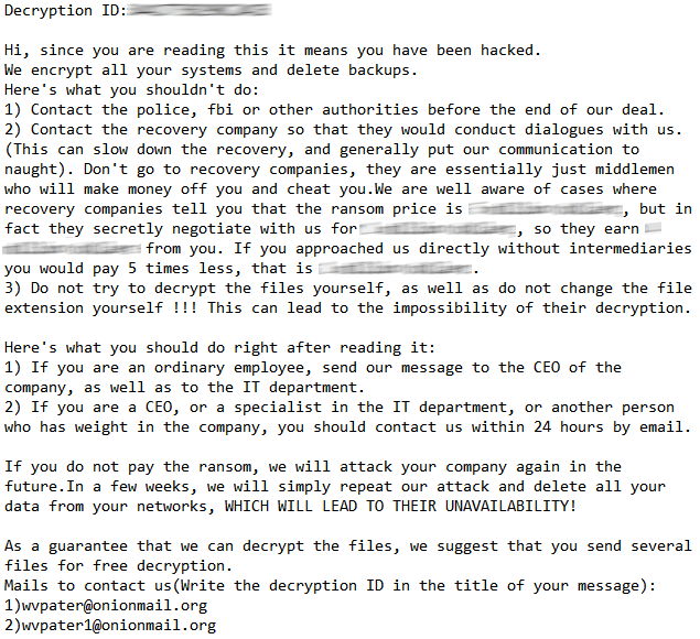Contents of the text file with a bablock ransom note