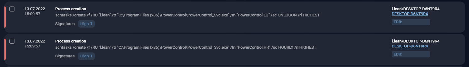 creation of scheduled tasks by PrivateLoder.Downloader