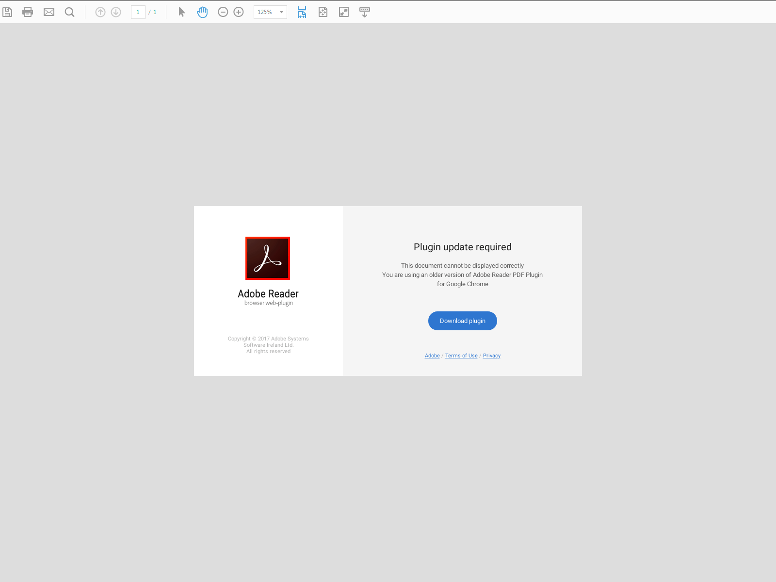 Fake Adobe Reader update window