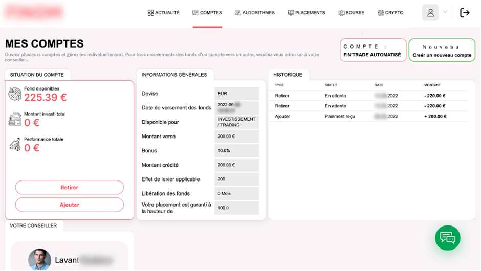 CryptosLabs fake investment platform (client’s portal)