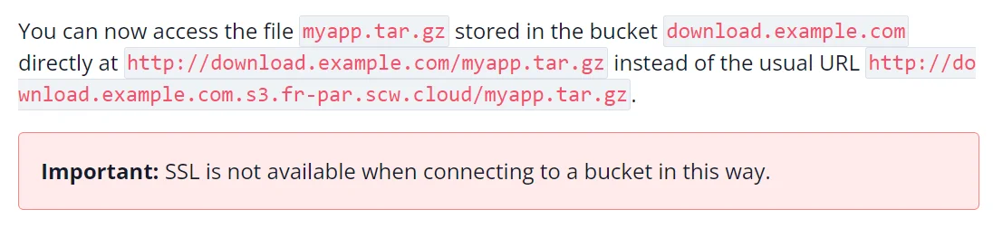 Screenshot from an official documentation on http only