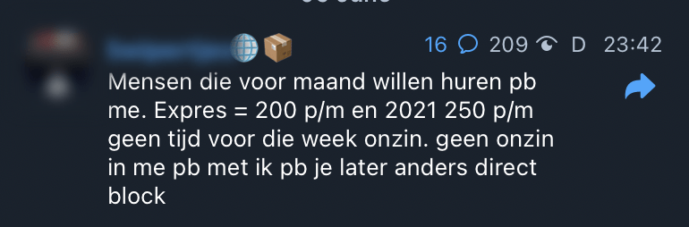 Advertisement promoting the rent of phishing infrastructure