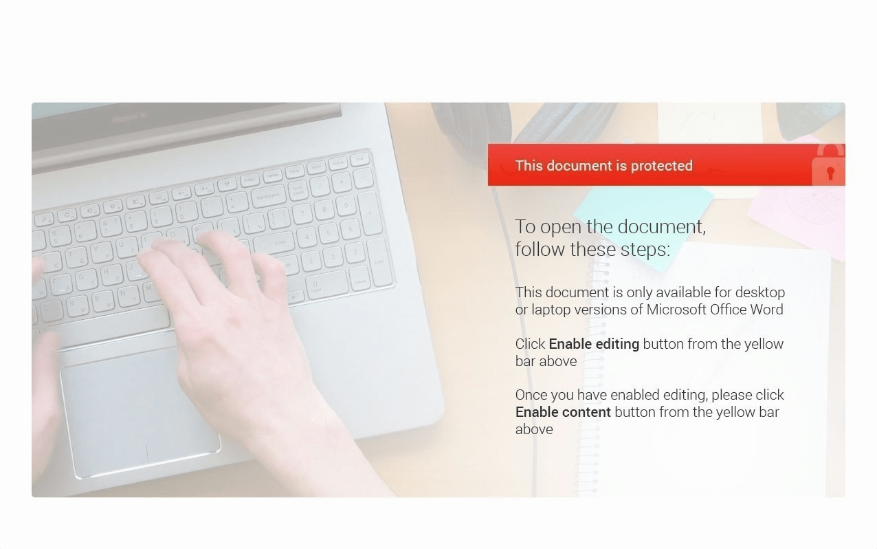 A screenshot of a decoy document from the Hancitor