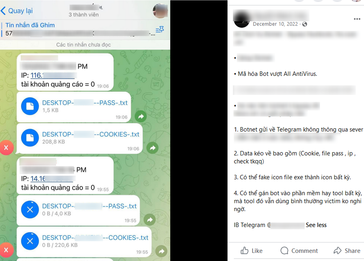 creenshot of a YouTube video advertising VietCredCare demonstrating how victims’ credentials are presented to the buyer