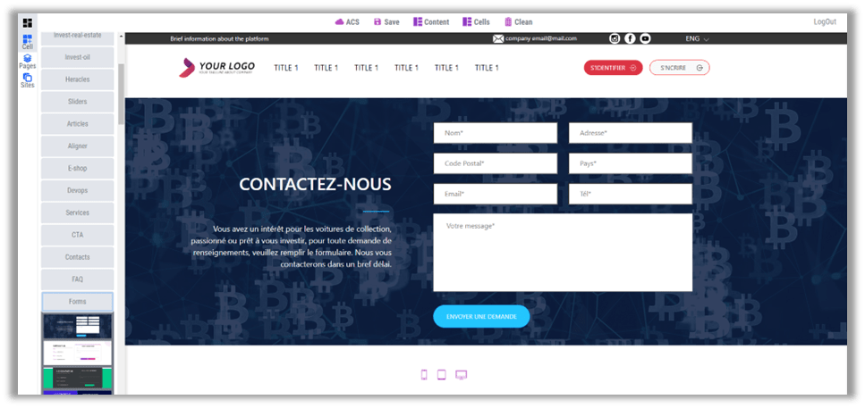 CryptosLabs landing page constructor tool