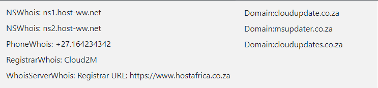 raccoon stealer WHOIS records data from three domains