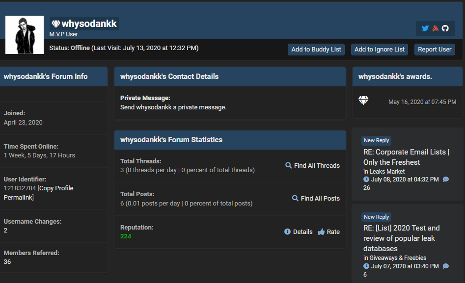 Whysodankk profile on RaidForums