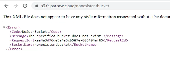 The bucket doesn’t exist message