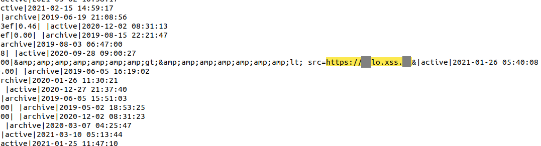 a malicious script searching for swarmshop website vulnerabilities