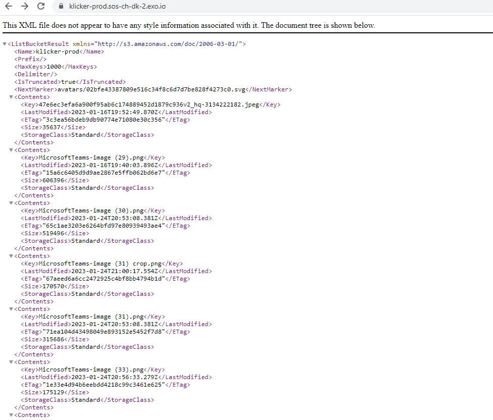 View of the open bucket