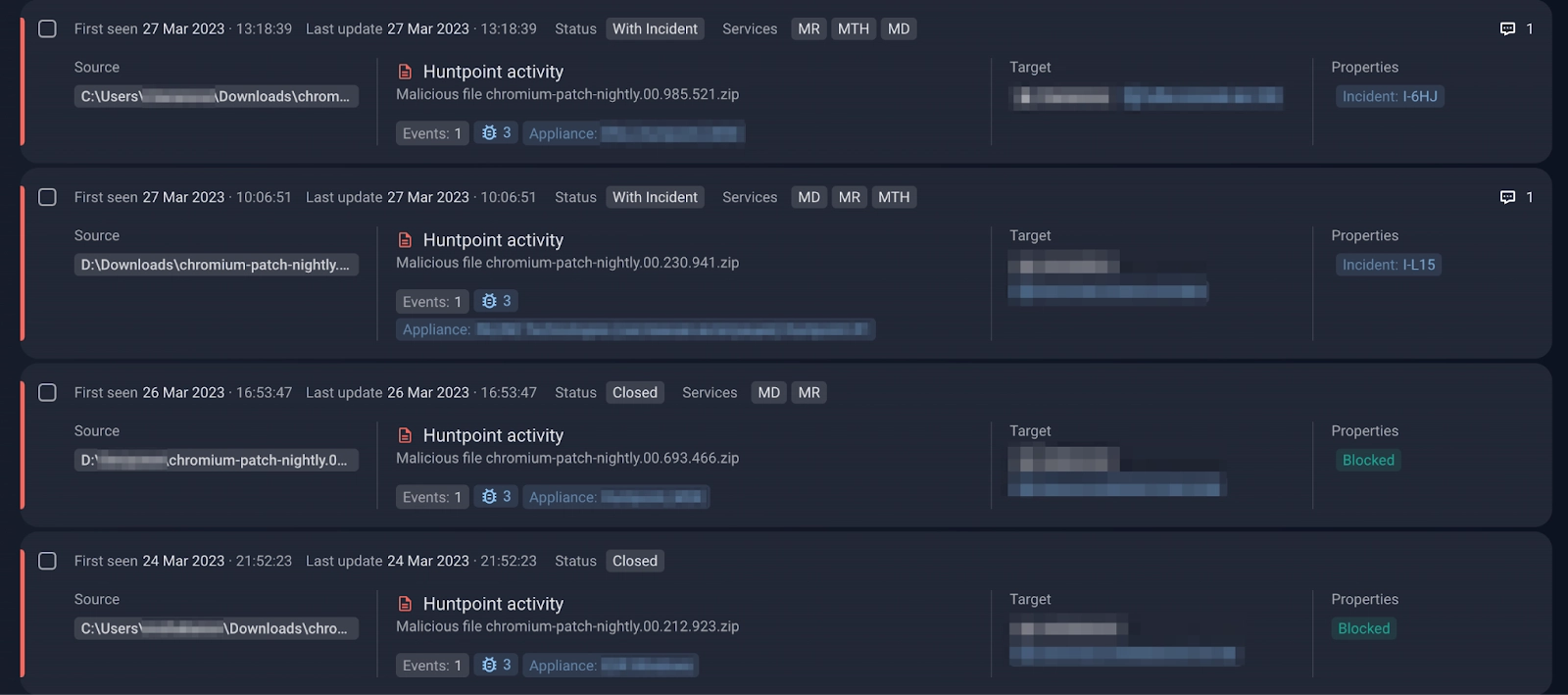 Notifications about malicious archives being detected