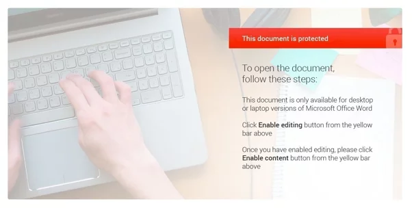 The contents of weaponized document - hancitor