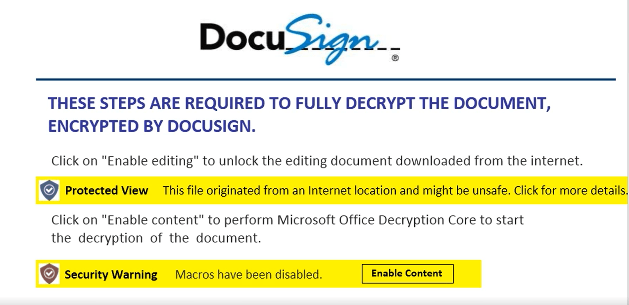 A screenshot of a decoy document from the IcedID malware