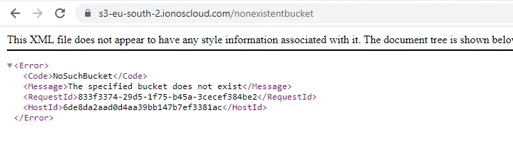 Tag value indicating that the bucket doesn’t exist