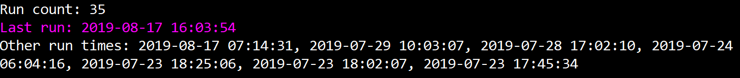 prefetch file's run count, last run timestamps and seven more previous last run times