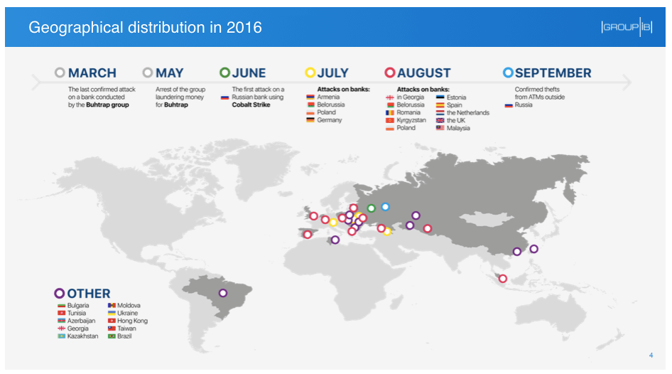 targeted attacks on banks in 2016 map view