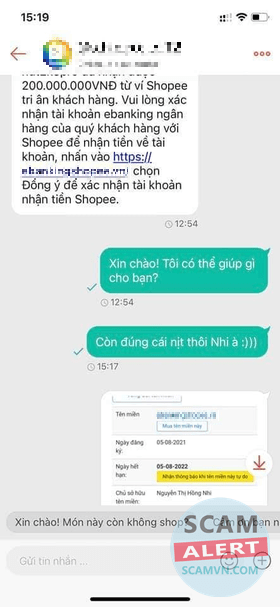 fraudulent What’s App message screenshot