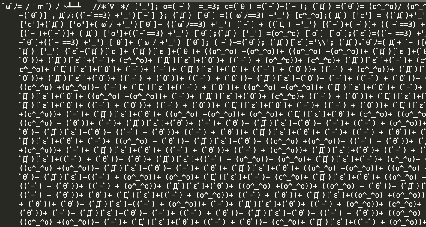 Part of JS-sniffer code obfuscated with aaencode