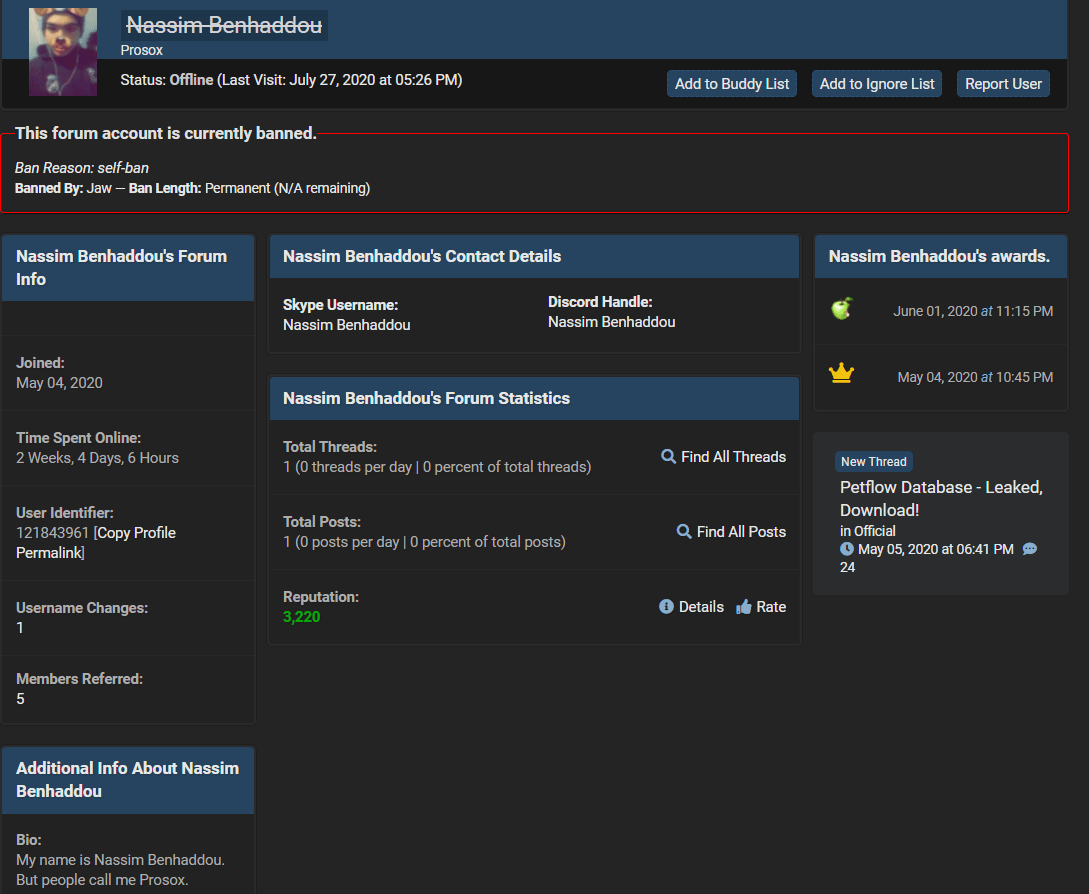 Megadimarus profile on RaidForums