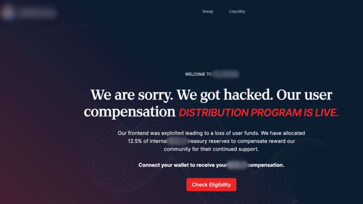 Example of phishing page that contained Inferno Drainer malware