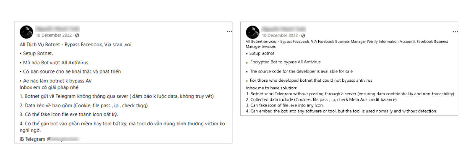 Example of an advertisement for VietCredCare posted on Facebook