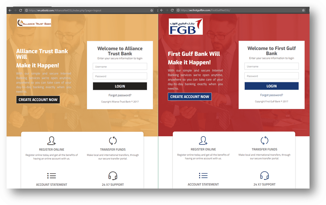 examples of phishing websites