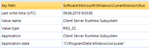 Shade persistence as seen in Belkasoft Evidence Center