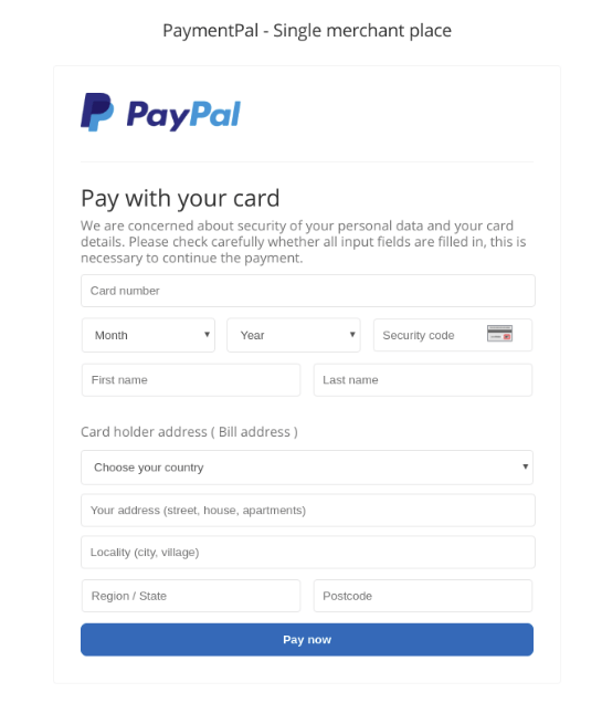JS-sniffer fake PayPal payment screenshot
