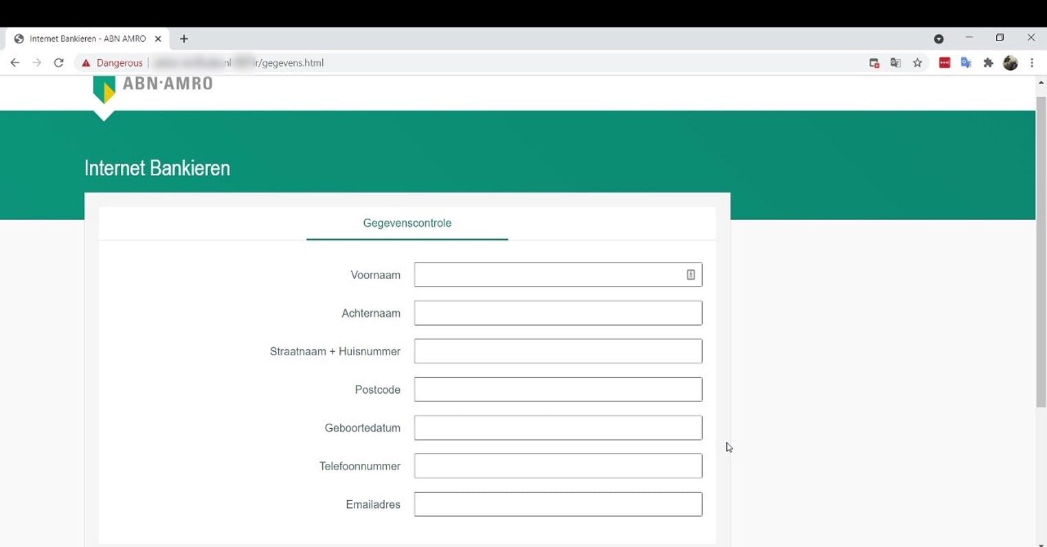 phishing website screenshot