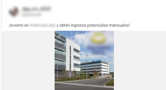 Example of Spanish-language Facebook advertisement used in scam campaign