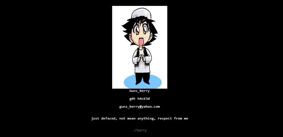 Part of a Deface page on a hacked website