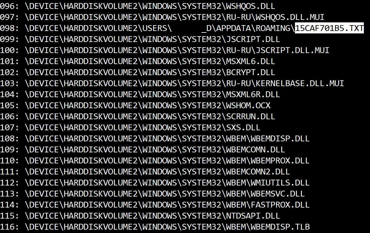 inside the Prefetch file
