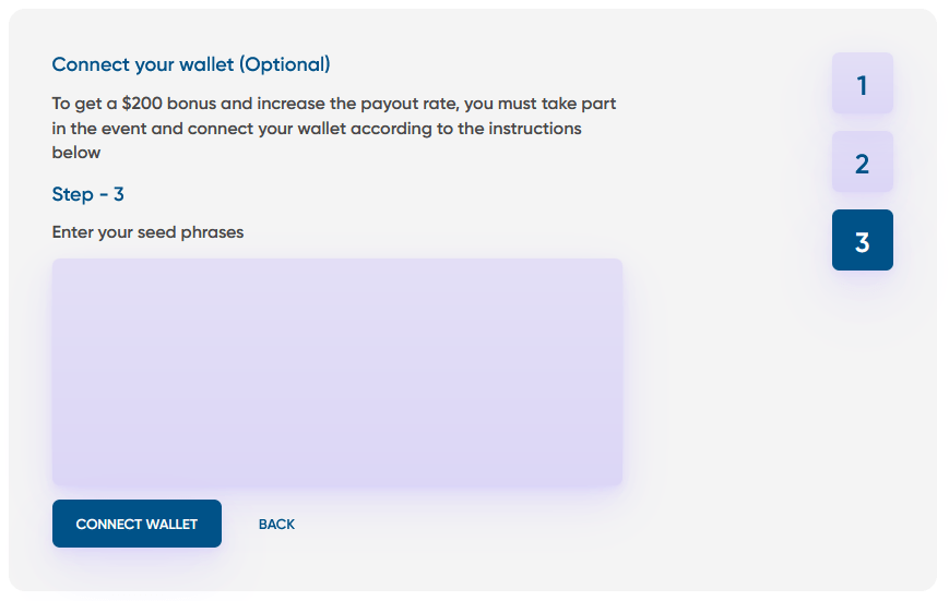 fake giveaway website screenshot