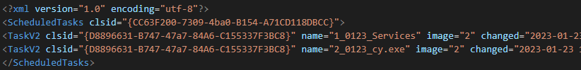 Contents of ScheduledTasks.xml Bablock ransomware