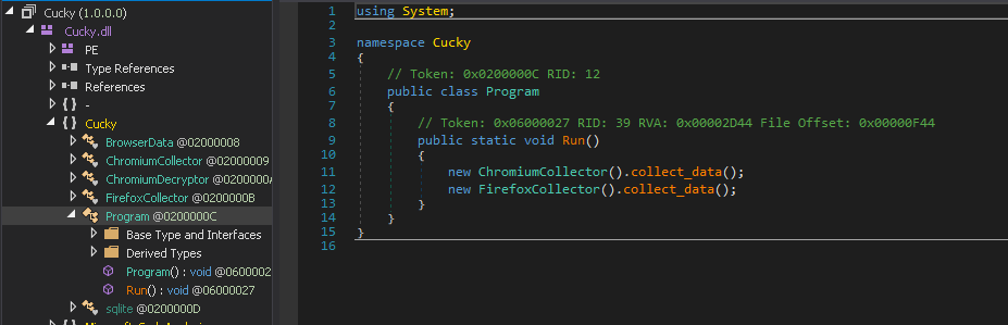 Screenshot of decompiled Cucky stealer