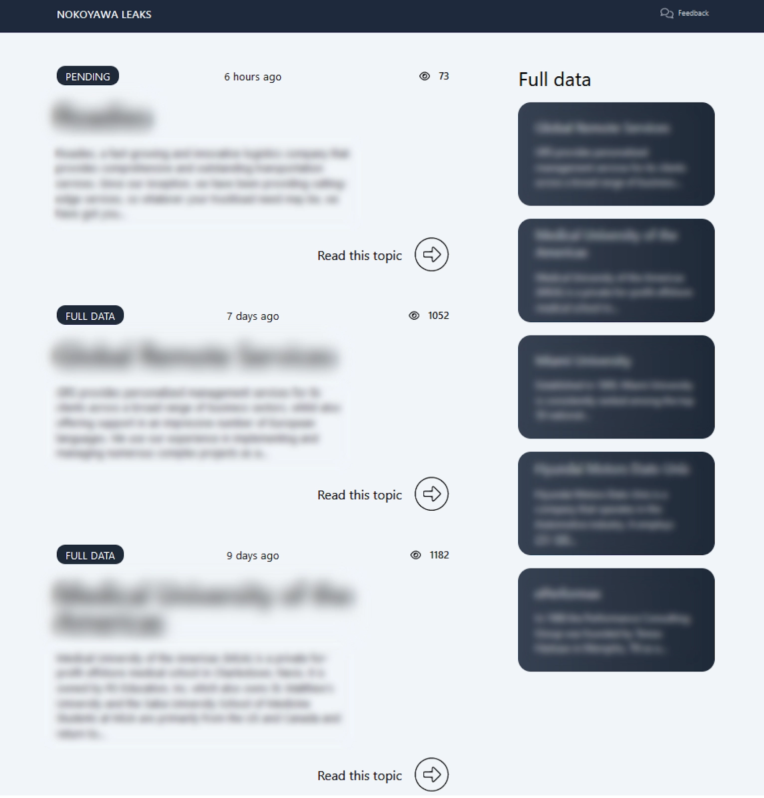 screenshot of the DLS for Nokoyawa ransomware