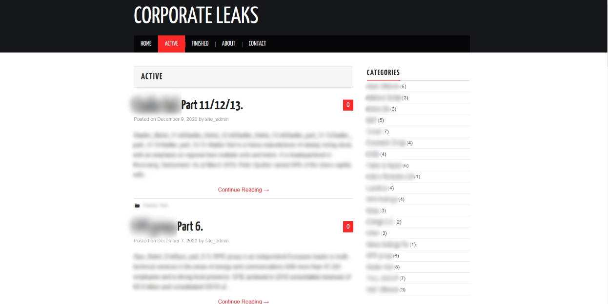 Screenshot of DLS for Nefilim ransomware